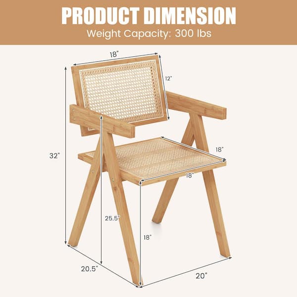 Costway Natural Rattan Accent Chairs Mid-Century Dining Costway Natural Rattan Accent Chairs Mid-Century Dining