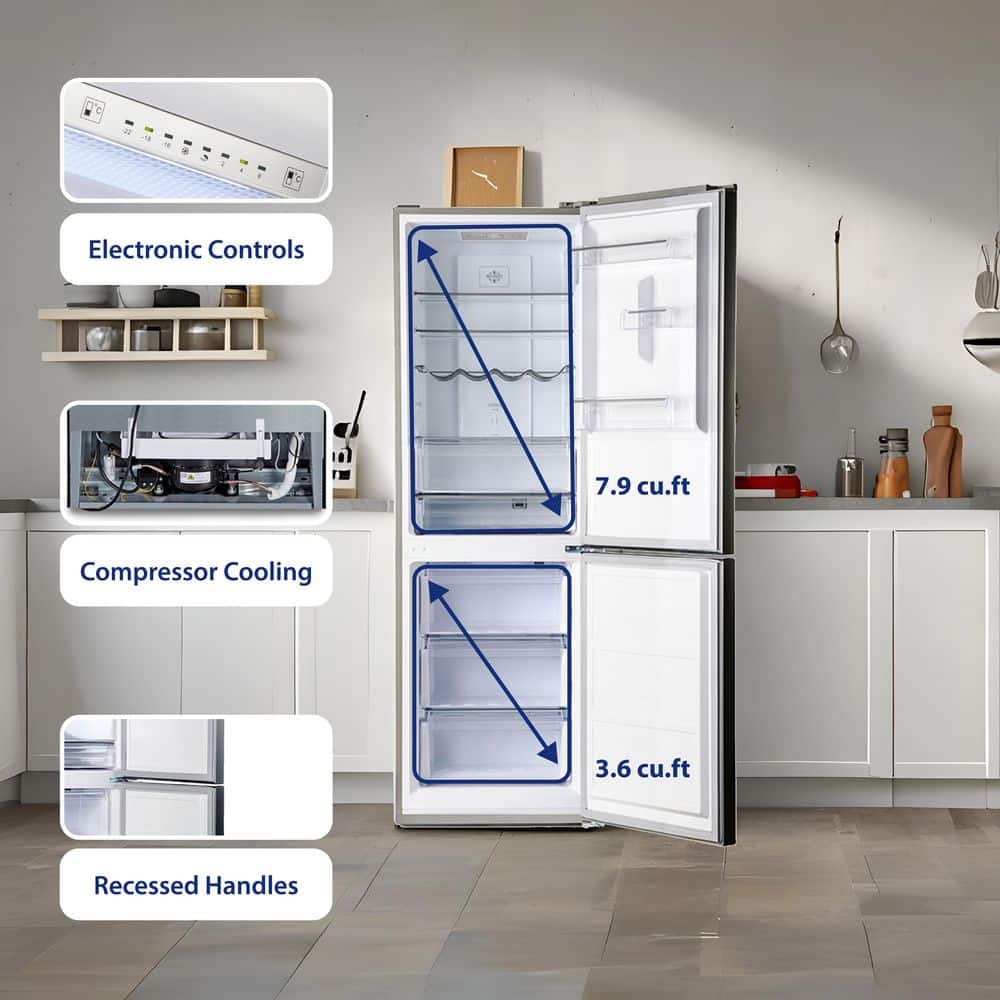 EcoSlim 11.5 cu.ft Stainless Steel Bottom Freezer Refrigerator with Wine Rack