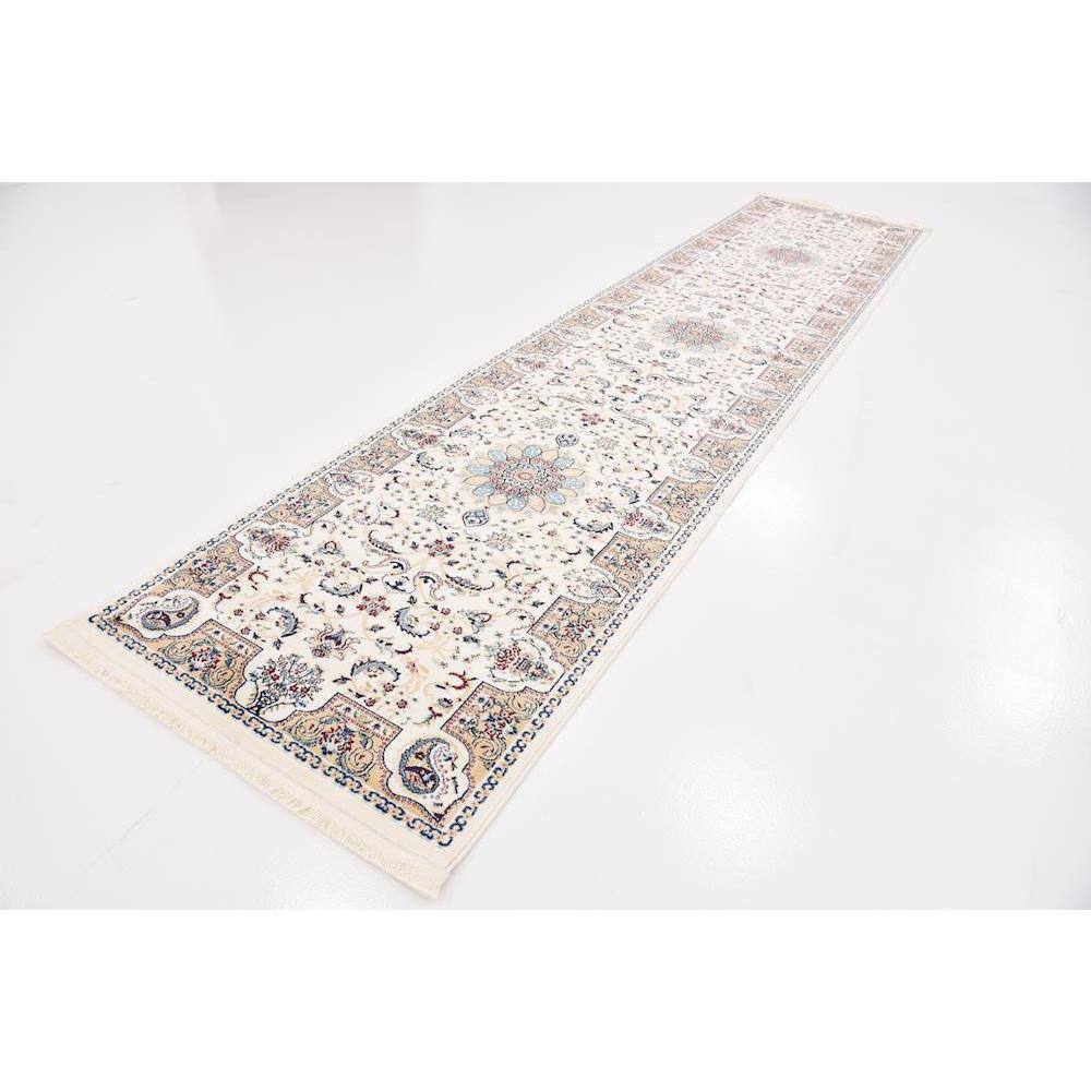 Ivory and Beige Synthetic Persian Runner Rug 3' x 13'