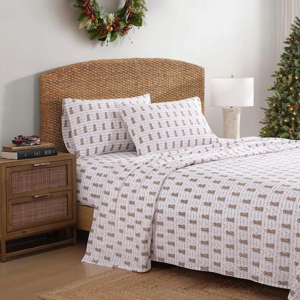 Wrapped Up 4-Piece White Cotton Percale Queen Sheet Set