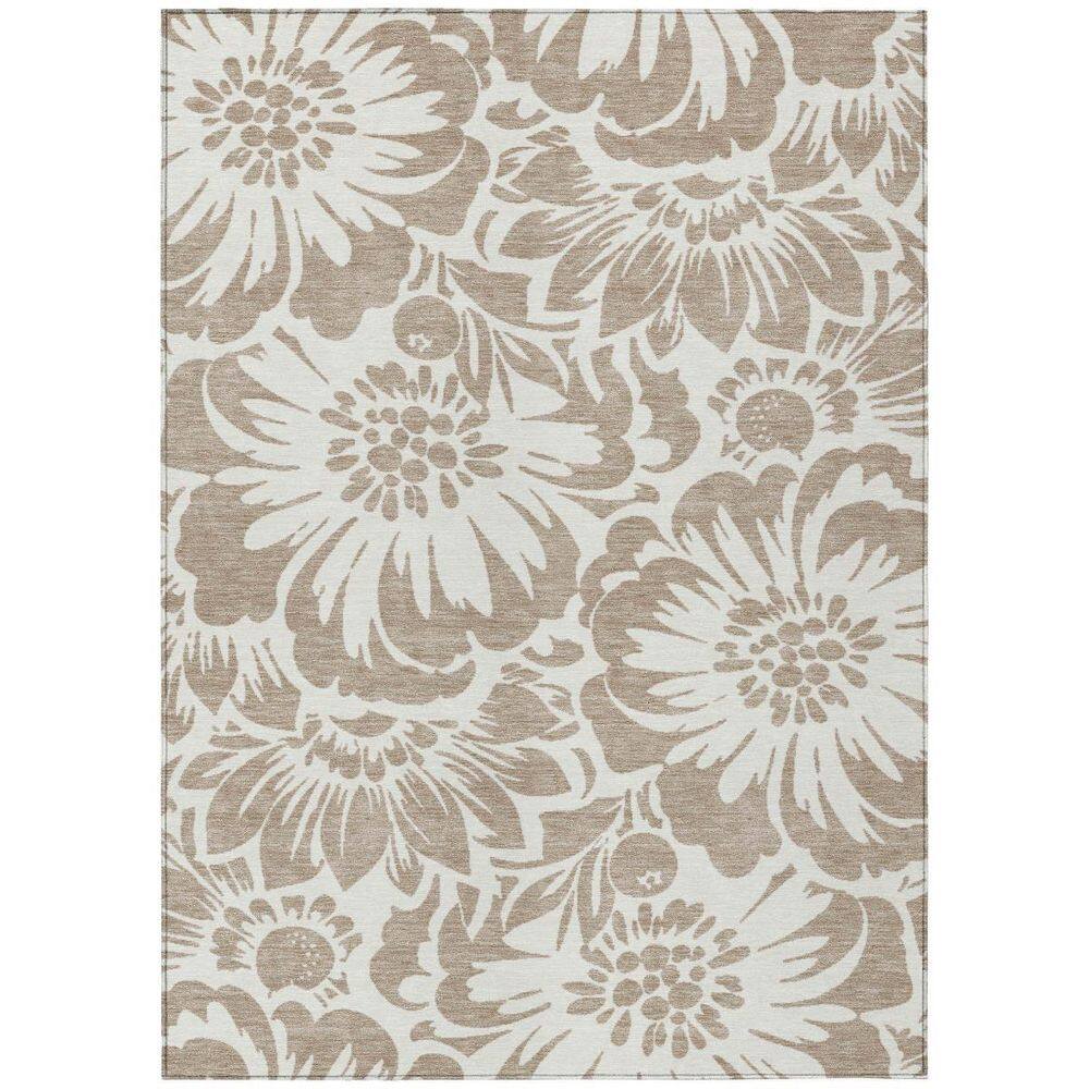 Taupe, Ivory 10 ft. x 14 ft. Woven Floral Polyester Rectangle Indoor / Outdoor Area Rug price history on PriceWatchPro