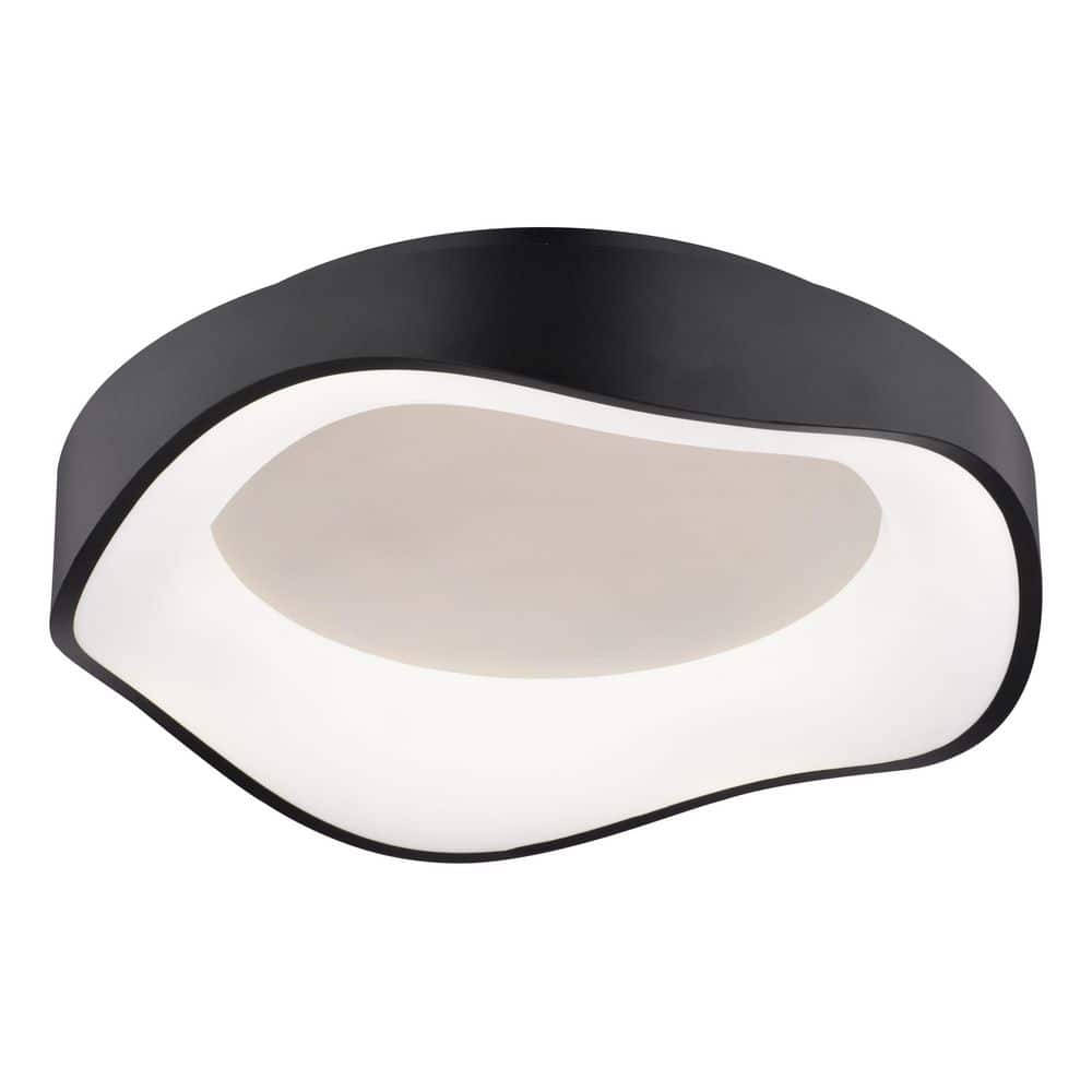 Bowen 16.5 In. 140 Watt Contemporary Textured Black Integrated LED Flush Mount Light with White Frosted Acrylic Shade price history on PriceWatchPro