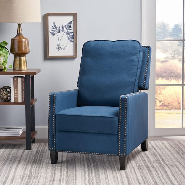 Navy Blue Fabric Standard Recliner with Adjustable Backrest