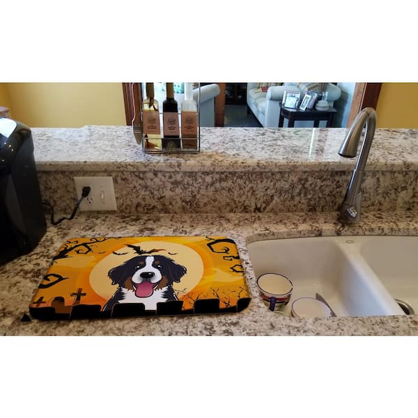 Caroline's Treasures 14 in. x 21 in. Multicolor Halloween Bernese Mountain Dog Dish Drying Mat