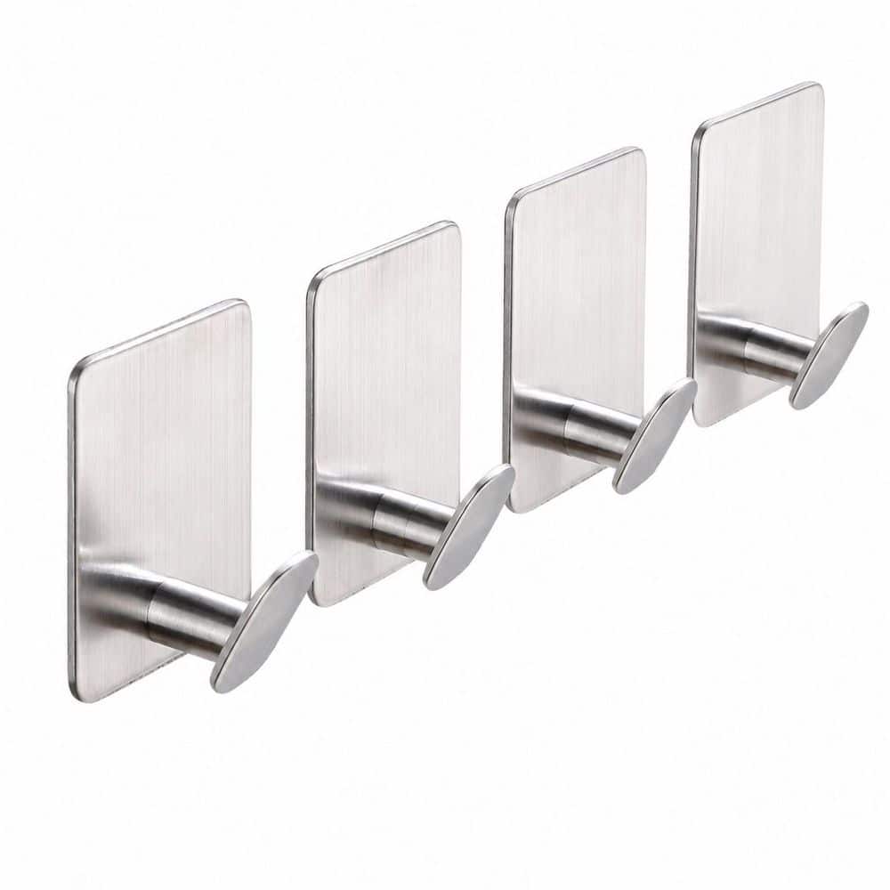 Adhesive Towel Hook Set in Brushed Silver, Stainless Steel No-Drill Wall Mount for Bathroom and Kitchen price history on PriceWatchPro