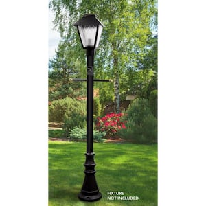 6 ft. Black Outdoor Lamp Post with Cross Arm and Grounded Convenience Outlet fits 3 in. Post Top Fixtures