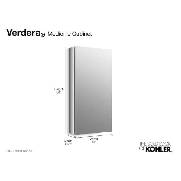 Verdera 15 in. W x 30 in. H Recessed or Surface Mount Aluminum Medicine Cabinet with Adjustable Flip-Out Flat Mirror Verdera 15 in. W x 30 in. H Recessed or Surface Mount Aluminum Medicine Cabinet with Adjustable Flip-Out Flat Mirror