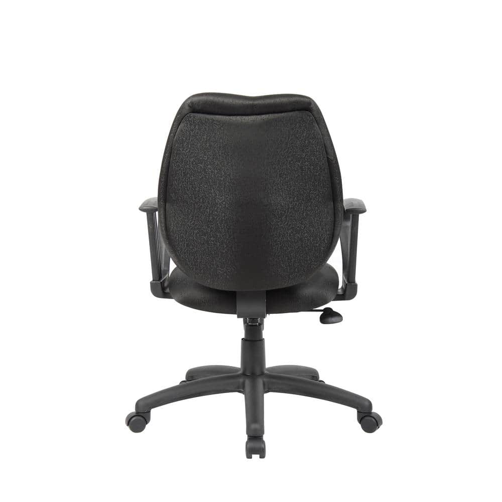 ErgoComfort Mid-Back Black Fabric Task Chair with Fixed Arms