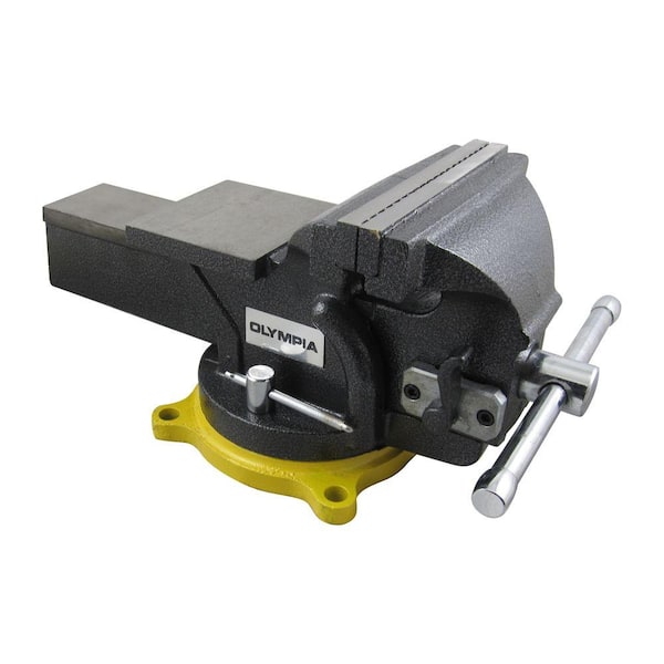 Bench Vise Tool Replaceable Hardened Steel Jaw Faces Swivel Lock Lever 6 in 