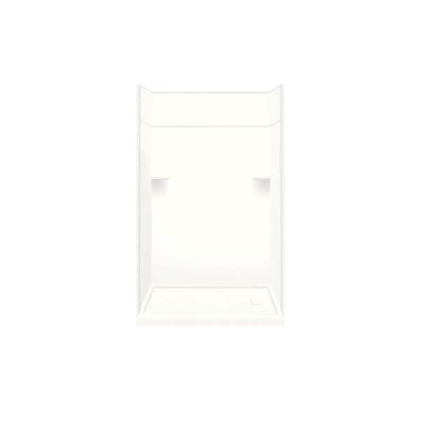 Transolid Studio 32 in. L x 60 in. W x 96 in. H 4-Piece Solid Surface Alcove Shower Kit with Shower Wall and Shower Pan in White