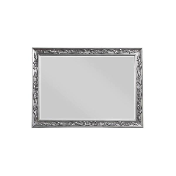 Benjara 2 In. X 39 In. Rectangular Wooden Frame Silver Wall Mirror ...