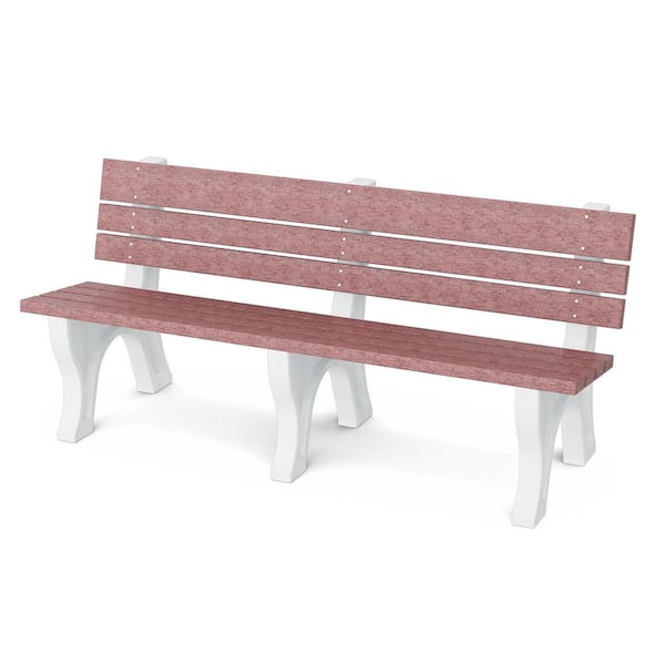 Wildridge Heritage 6 ft. Cherrywood and White HDPE Plastic Outdoor Park Bench