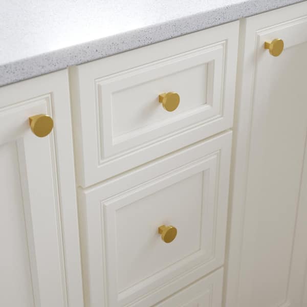 10-Pack Flat Round 1-1/8 in. 29 mm Modern Gold Cabinet Knob