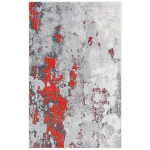 ADirondack Orange/Gray 4 ft. x 6 ft. Distressed Abstract Area Rug
