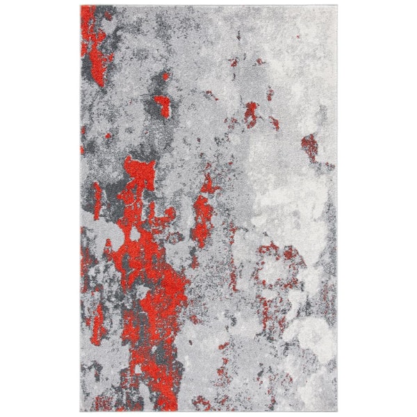 SAFAVIEH ADirondack Orange/Gray 6 ft. x 9 ft. Distressed Abstract Area Rug