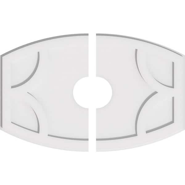 Ekena Millwork 28 in. W x 18-5/8 in. H x 5 in. ID x 1 in. P Kailey Architectural Grade PVC Contemporary Ceiling Medallion (2-Piece)