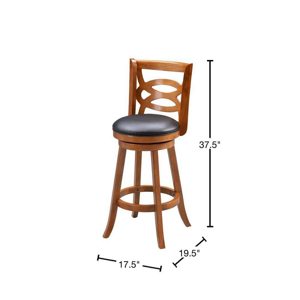 Walnut Brown 24" Swivel Leatherette Counter Stool with Interlocking Backrest