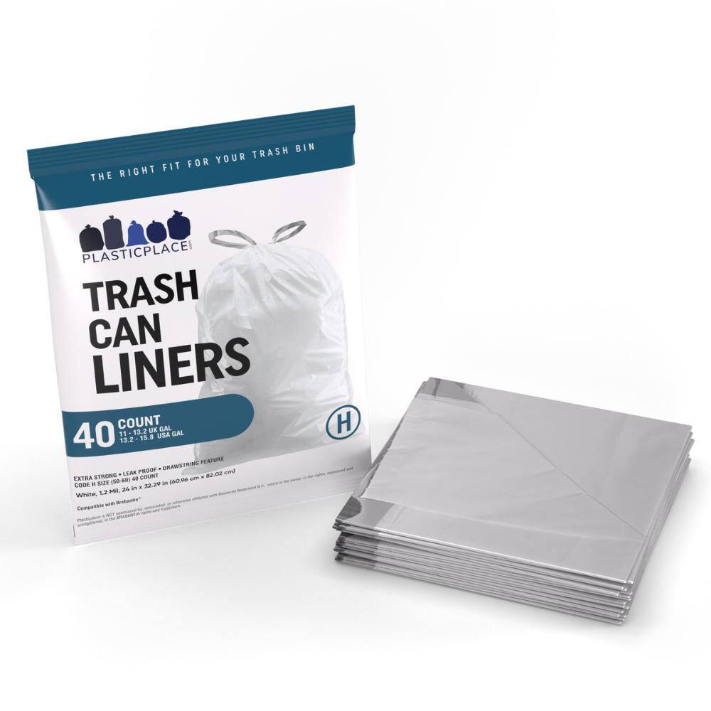 White 16 Gallon Drawstring Trash Bags, 40 Count