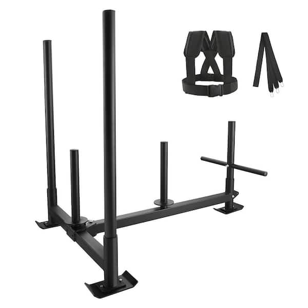 Weight Training Sled, Pull Push Power Sled, Fitness Strength Resistance Training, Fit for 2 in. Weight Plate, Black
