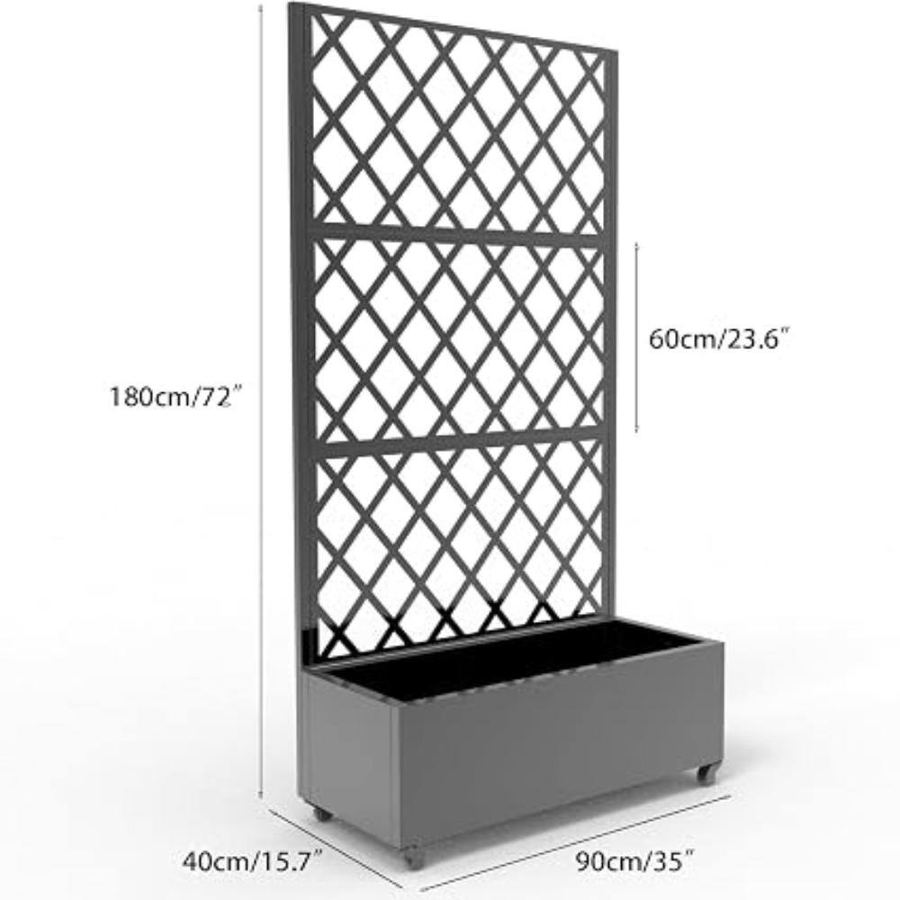"72""x35"" Galvanized Raised Garden Bed with Trellis on Locking Wheels,Mobile Metal Planter Box for Climbing Plants-Diamond" price history on PriceWatchPro
