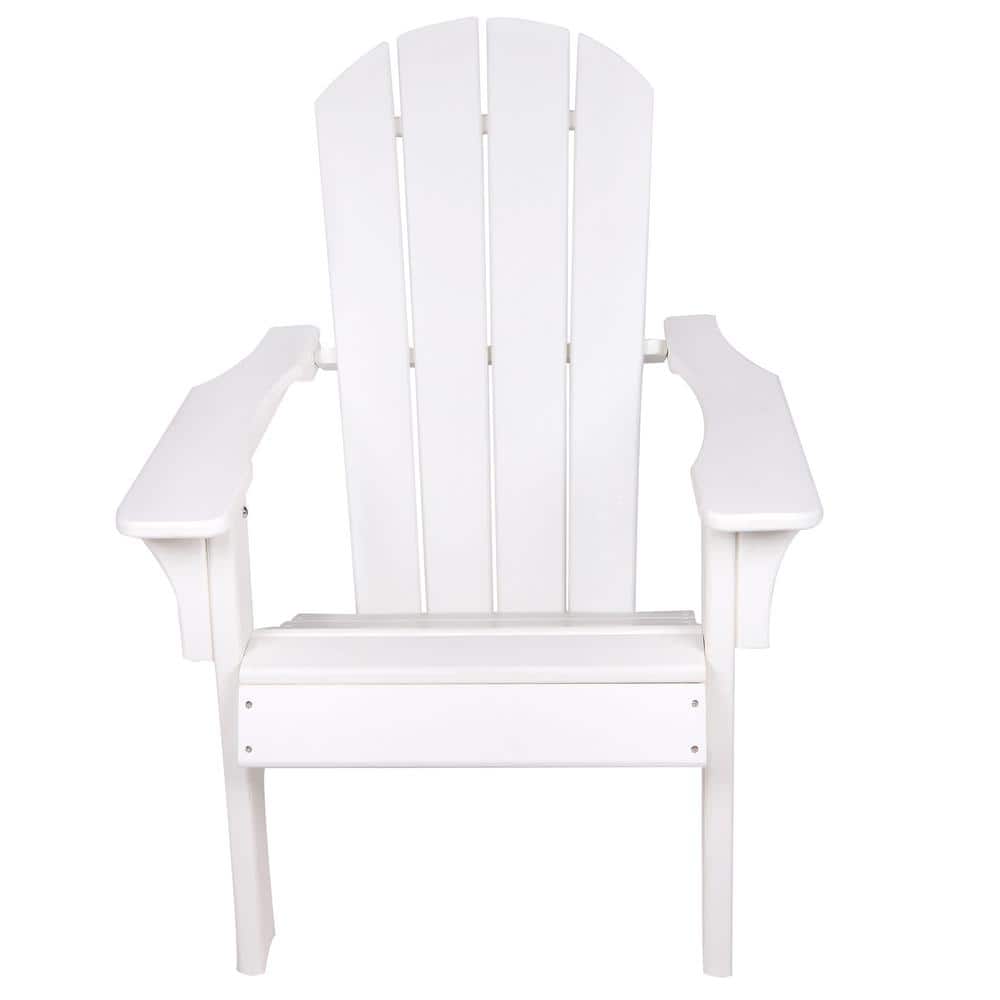 Antique White Plastic Adirondack Chair for Lawn, Deck, Backyard, Garden, Fi