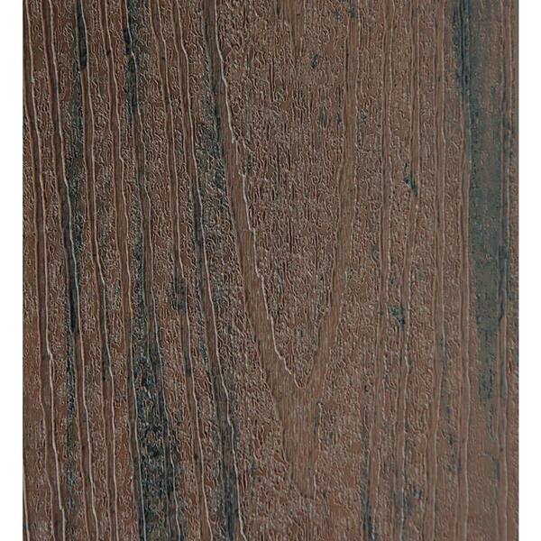 Earthwood Evolutions 15/16 in. x 5.36 in. x 2 ft. Capped Composite Decking Board Sample in Brown Oak
