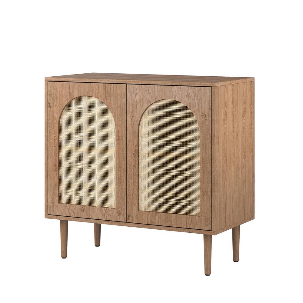 JAYDEN CREATION Roderick Oak 30.2 in. Tall Plus 2Door Accent