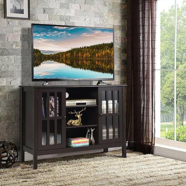 43 in.Brown TV Stand Fits TV's up to 45 in. With Console Cabinet,Easy To Clean