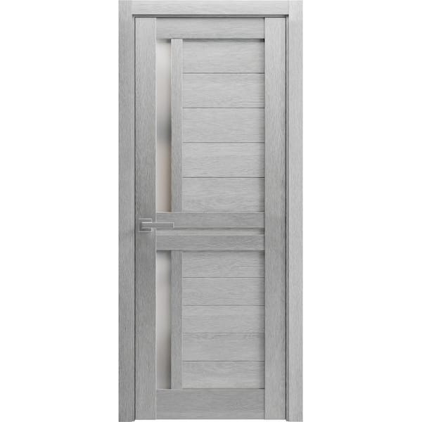 Sartodoors 7288 42 in. x 80 in. Right-Hand/Inswing Solid Frosted Glass Light Grey Oak Single Prehung Interior Door with Hardware