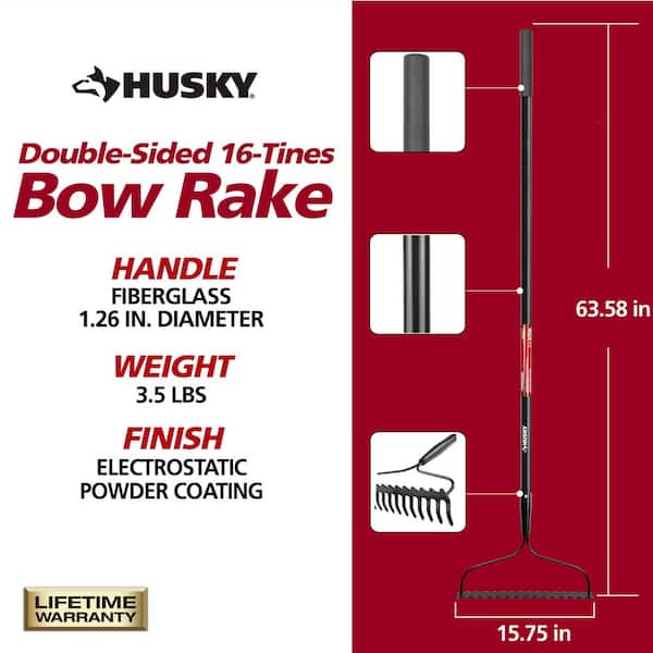 57 in. Fiberglass Handle 16-Tines Bow Rake