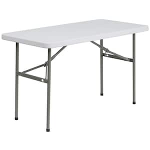 48.25 in. Granite White Plastic Tabletop Metal Frame Folding Table