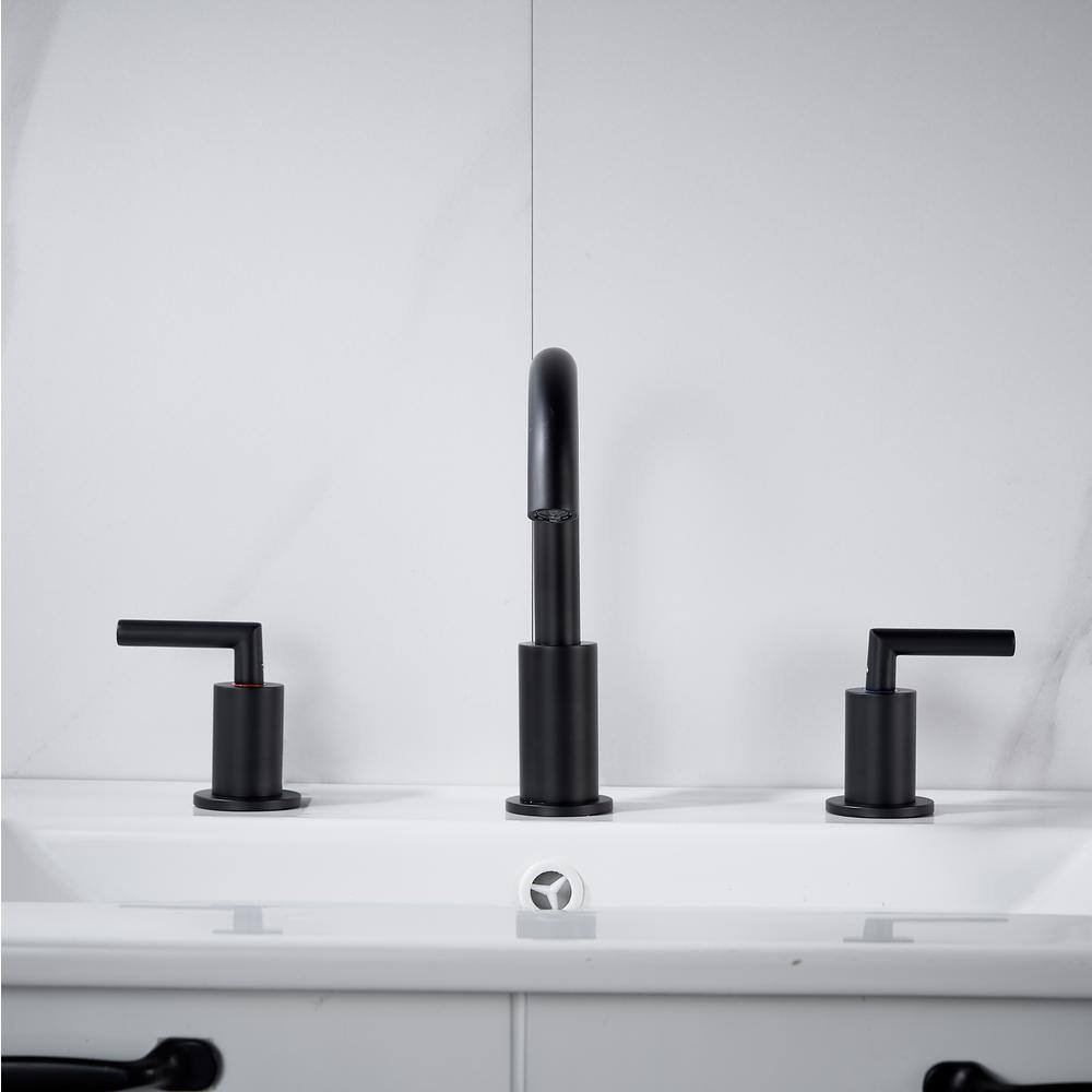 Matte Black Brass 8-inch Widespread Bathroom Faucet