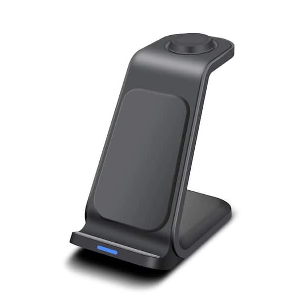 phyfalip 3-in-1 20-Watt Wireless Charging Dock Station with Dual Coil Design for iPhone, Apple Watch, AirPods Pro, Black