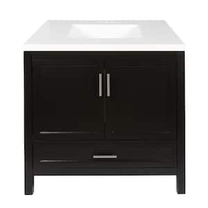 Nevado 37 in. W x 22 in. D x 36 in. H Bath Vanity in Espresso with White Cultured Marble Top
