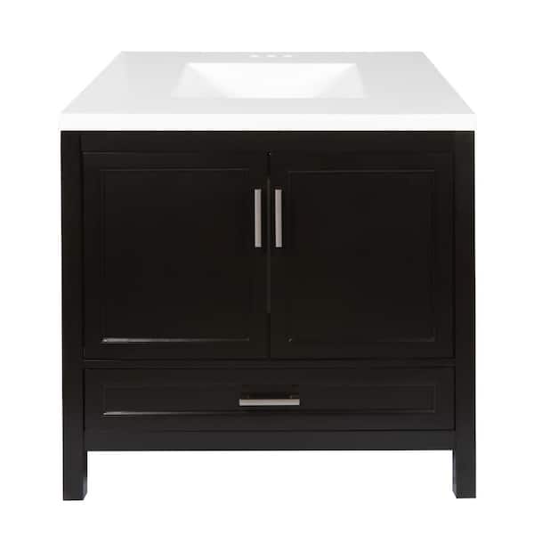 Nevado 37 in. W x 22 in. D x 36 in. H Bath Vanity in Espresso with White Cultured Marble Top