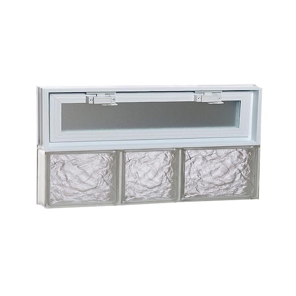 Clearly Secure 21.25 in. x 11.5 in. x 3.125 in. Frameless Ice Pattern Vented Glass Block Window