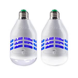 LED Bug Zapper Light Bulb, Compact Mosquito Zapper, Electric Insect Killer, White, Standard E26 Bulb, (2-Pack)