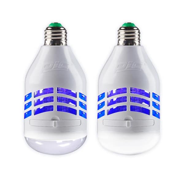 PIC LED Bug Zapper Light Bulb, Compact Mosquito Zapper, Electric Insect Killer, White, Standard E26 Bulb, (2-Pack)