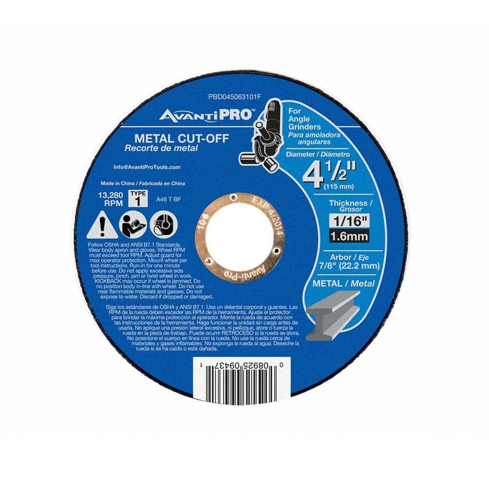 Avanti Pro Metal Cut Off Disc 7"x 1/16"x7/8" w/ Type 27 Depressed Center 10 Pack