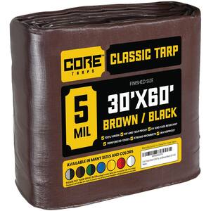 30 ft. x 60 ft. Brown and Black Polyethylene Classic 5 Mil Tarp Waterproof UV Resistant Rip and Tear Proof