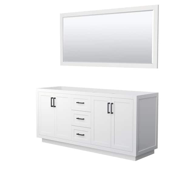 Wyndham Collection Miranda 71 in. W x 21.75 in. D Double Bath Vanity Cabinet Only with Mirror in White