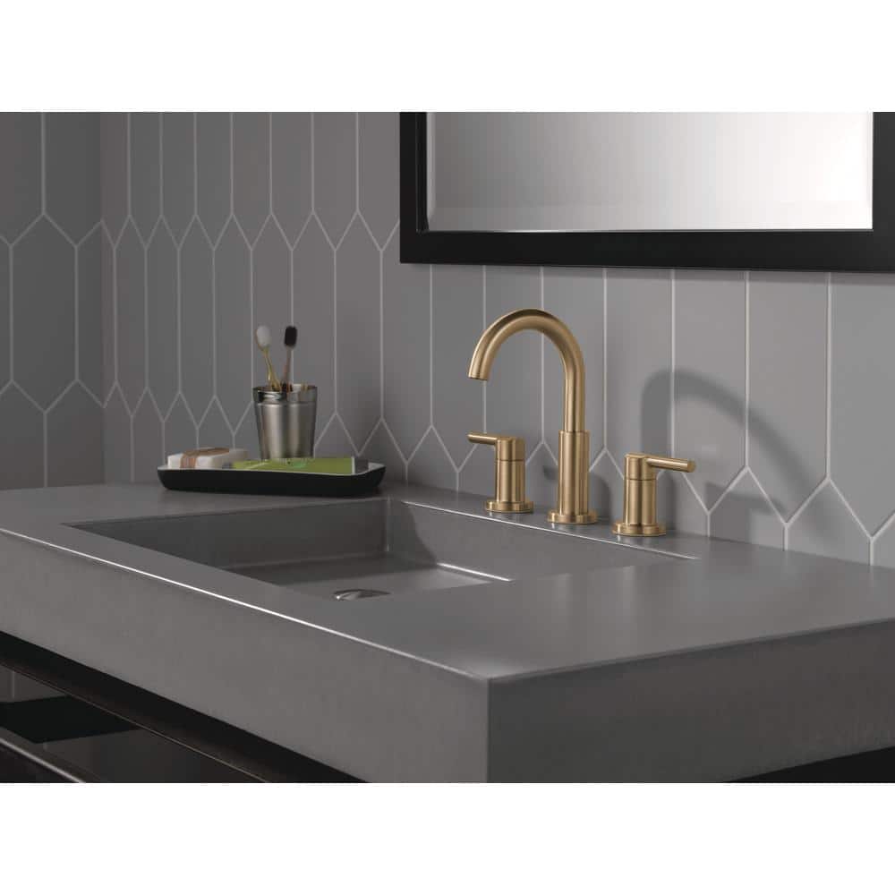 Champagne Bronze Widespread Bathroom Faucet with Drain Assembly