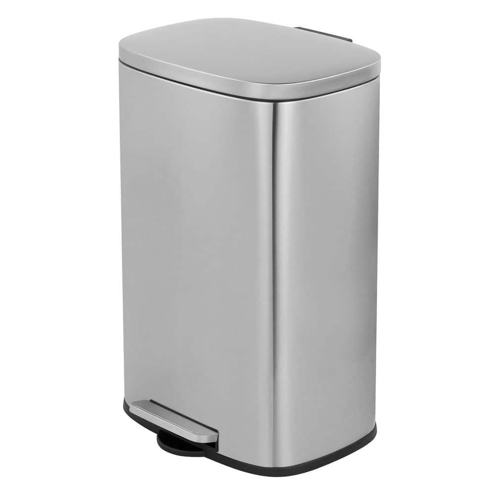 Innovaze 13 Gal. Silver Oval Step-On Metal Household Trash Can for Kitchen and Office Stainless Steel MGCS-AS2521
