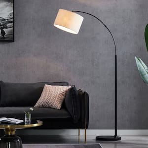 70 in. Arc Black Floor Lamp with Adjustable Angle Shade