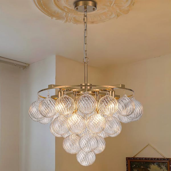 GoYeel Bublume 8-Light Gold Modern/Contemporary Oval Swirled Glass