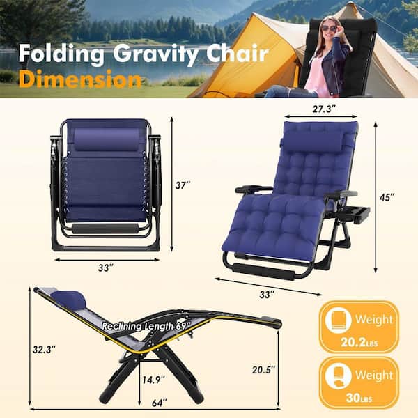 SUKLOM 2-Pieces XXL Zero Gravity Chair 500 lbs. Folding Recliner