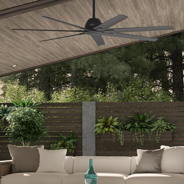 Downtown 72 in. 6-Speed Ceiling Fan in Matte Black with Wall Control For Patios or Bedrooms