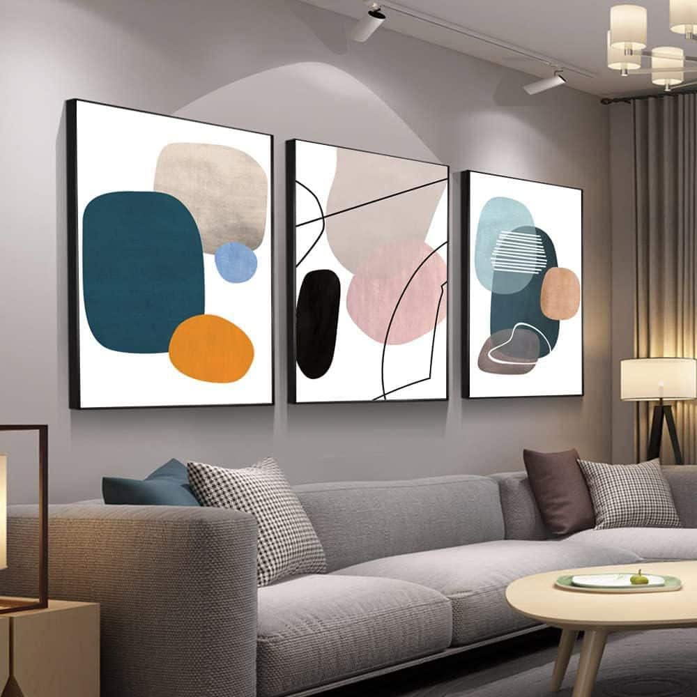 3 Pieces Abstract Framed Decorative Wall Art 24 in. x 16 in. LINBQ190 ...
