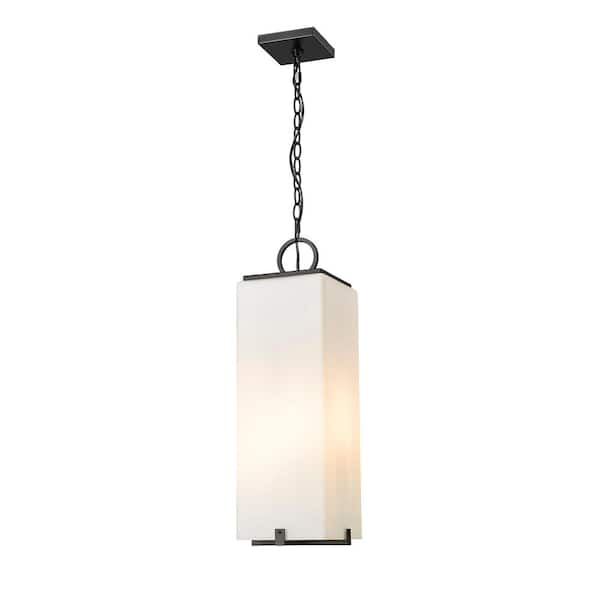 Unbranded Sana 3-Light Black Outdoor Chandelier with White Opal Glass Shade
