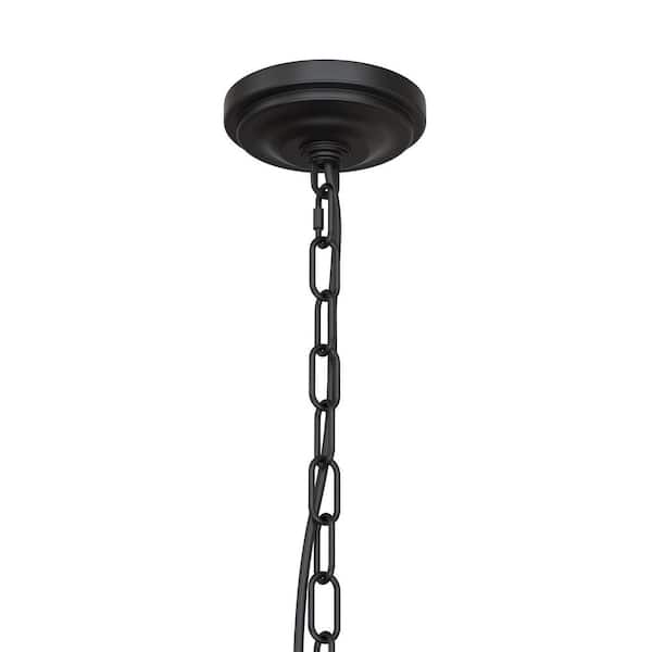 YANSUN 20 in. 5-Light Black Farmhouse Chandelier with